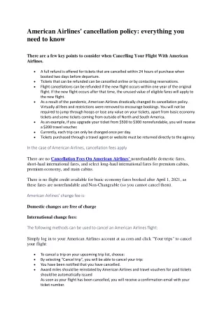 american airlines cancellation policy everything