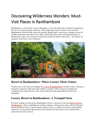 discovering wilderness wonders must discovering