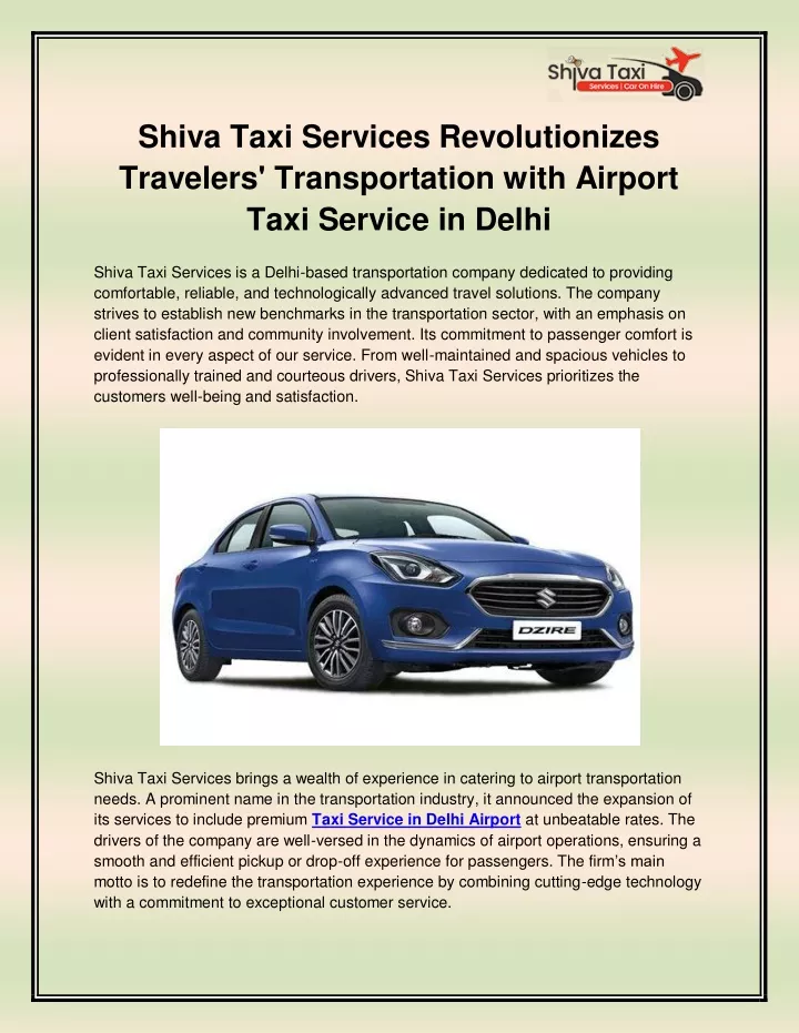 shiva taxi services revolutionizes travelers