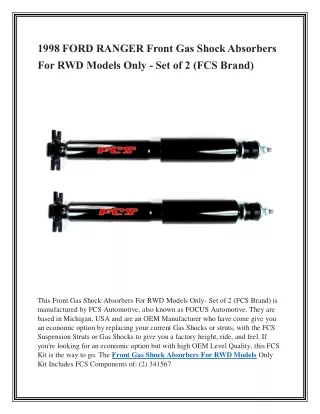 1998 FORD RANGER Front Gas Shock Absorbers For RWD Models Only - Set of 2 (FCS B