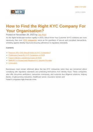 How to Find the Right KYC Company For Your Organisation