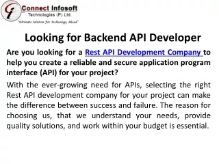 Looking for Backend API Developer