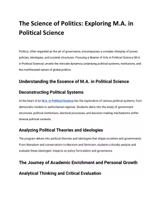 the science of politics exploring