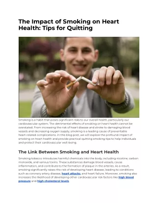 The Impact of Smoking on Heart Health- Tips for Quitting