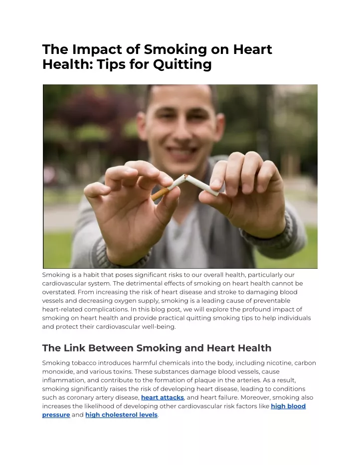 the impact of smoking on heart health tips