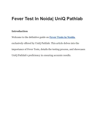 fever test in noida uniq pathlab