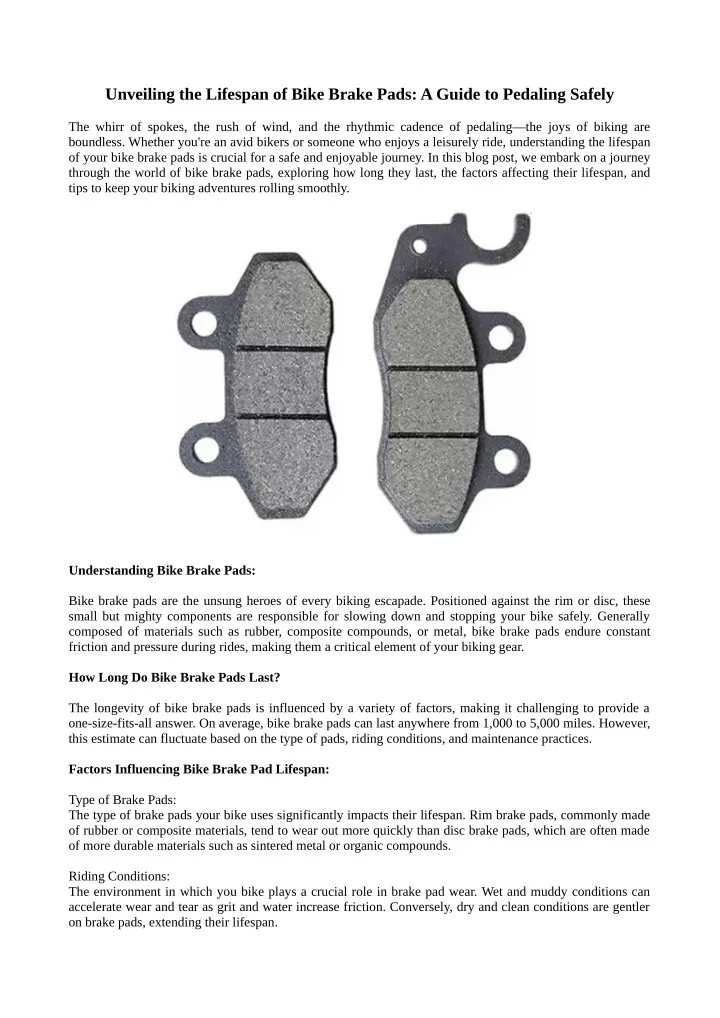 unveiling the lifespan of bike brake pads a guide
