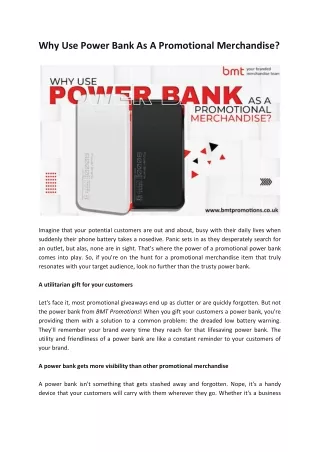 Why Use Power Bank As A Promotional Merchandise