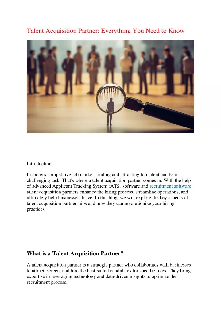 talent acquisition partner everything you need
