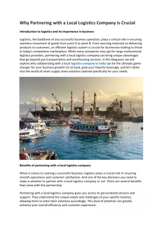 why partnering with a local logistics company