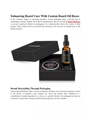 Enhancing Beard Care With Custom Beard Oil Boxes