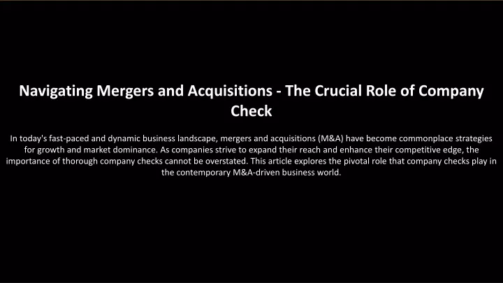 navigating mergers and acquisitions the crucial