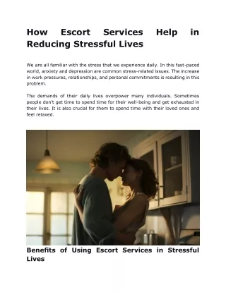 How Escort Services Help in Reducing Stressful Lives
