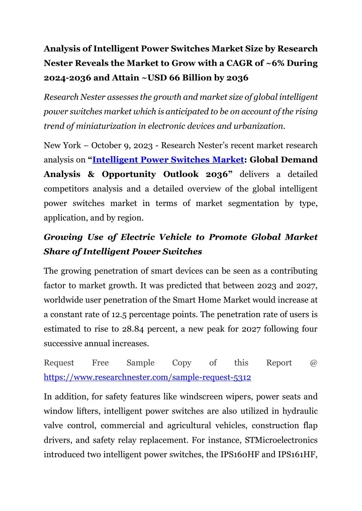 analysis of intelligent power switches market