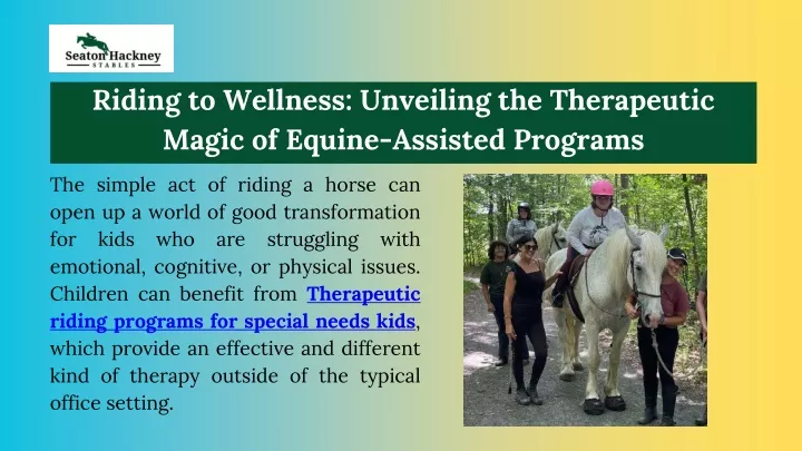 riding to wellness unveiling the therapeutic