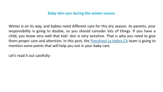 Baby skin care during the winter season