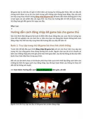 Huong dan dang nhap 68 game bai chi tiet cho cac tan thu