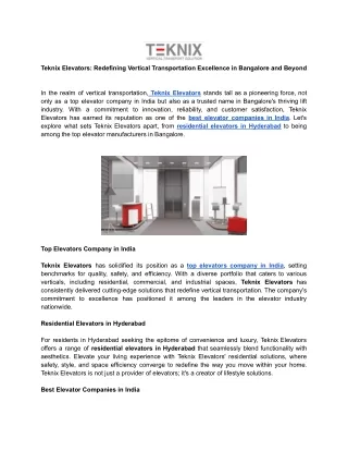 teknix elevators redefining vertical