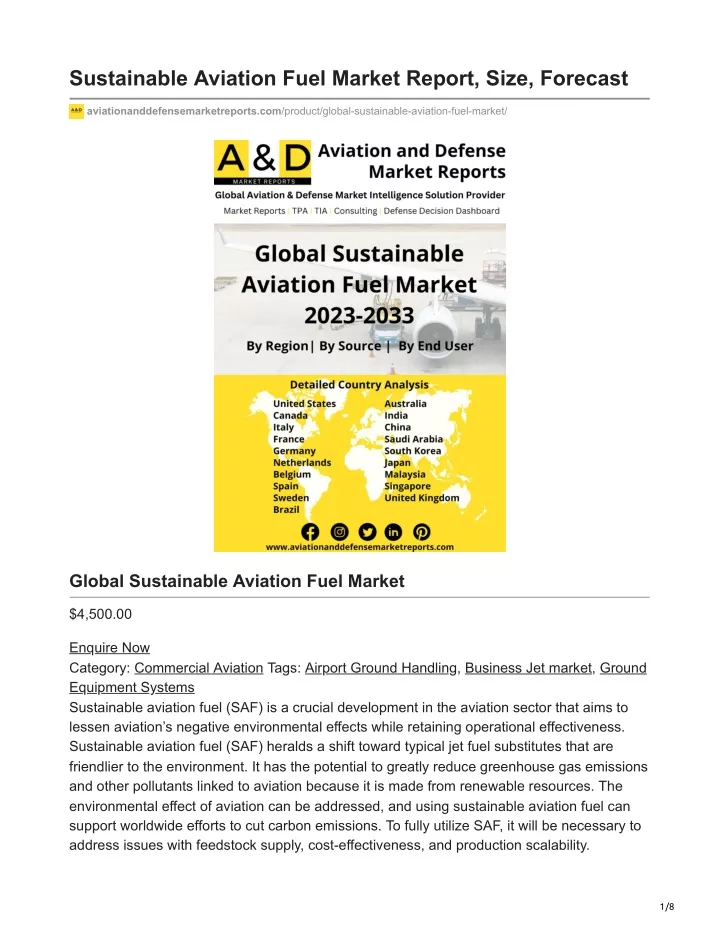 sustainable aviation fuel market report size