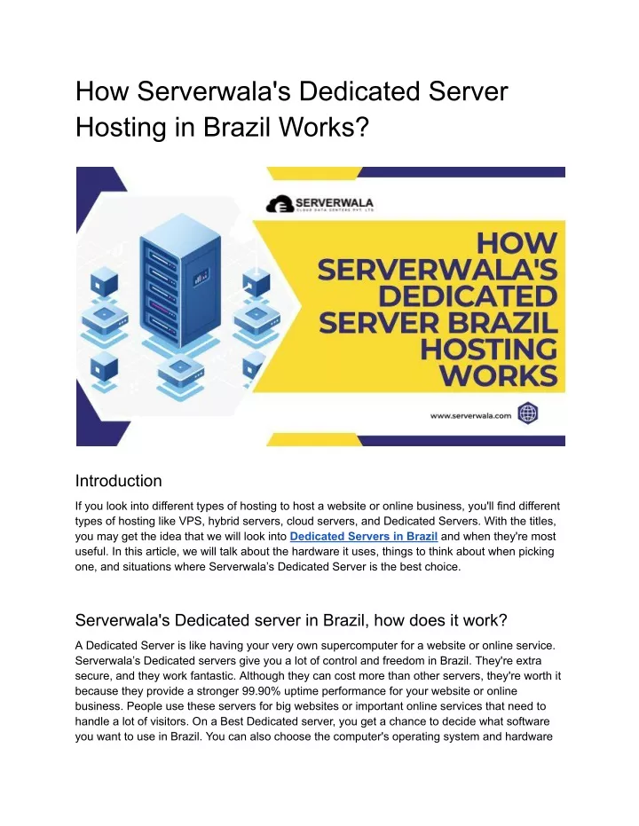 how serverwala s dedicated server hosting