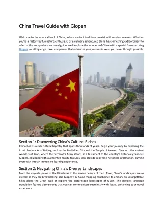 China Travel Guide with Glopen
