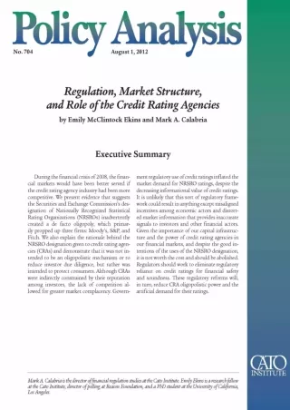Download⚡️(PDF)❤️ Regulation, Market Structure, and Role of the Credit Rating Agencies (PA 704)