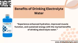The Numerous Benefits of Drinking Electrolyte Water