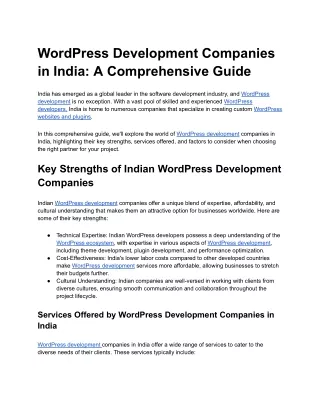WordPress Development Companies in India_ A Comprehensive Guide