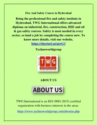 fire and safety course in hyderabad