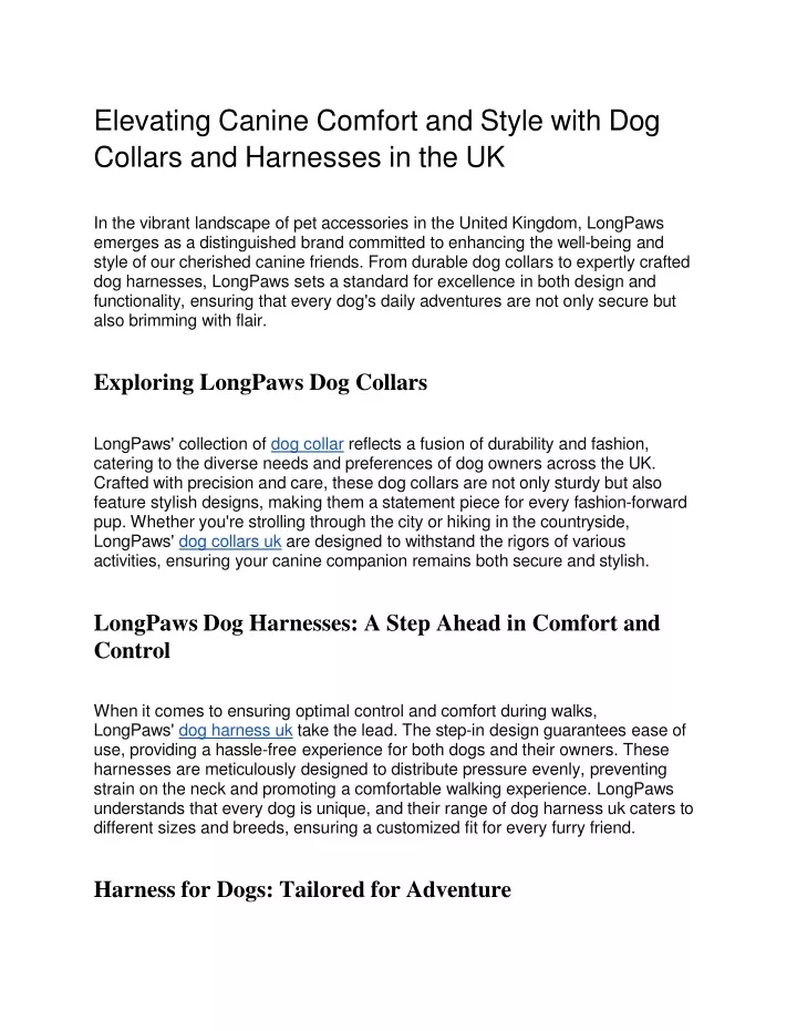 elevating canine comfort and style with dog collars and harnesses in the uk