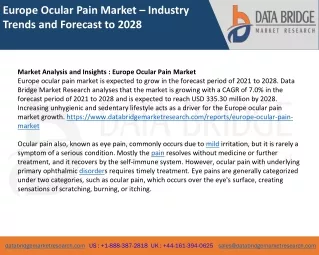 Europe Ocular Pain Market – Industry Trends and Forecast to 2028