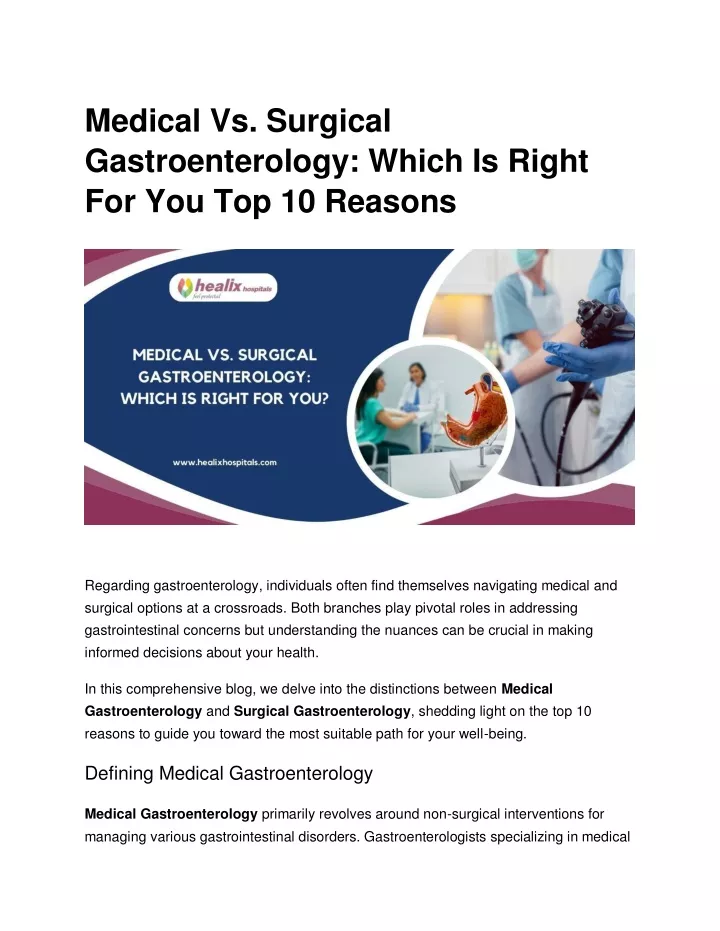 medical vs surgical gastroenterology which