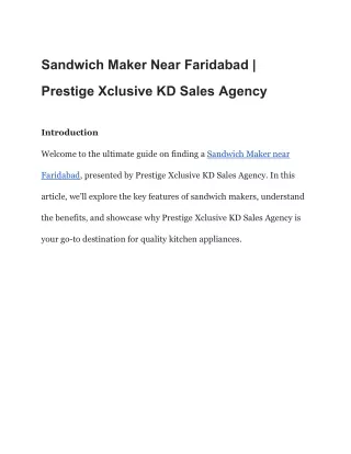 Sandwich Maker Near Faridabad | Prestige Xclusive KD Sales Agency