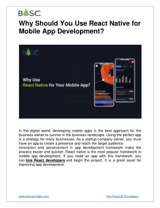 why should you use react native for mobile
