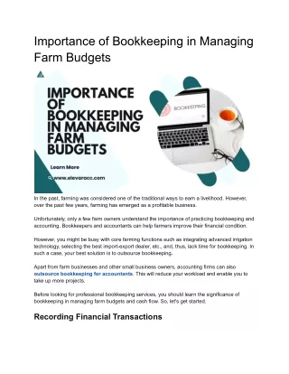importance of bookkeeping in managing farm budgets