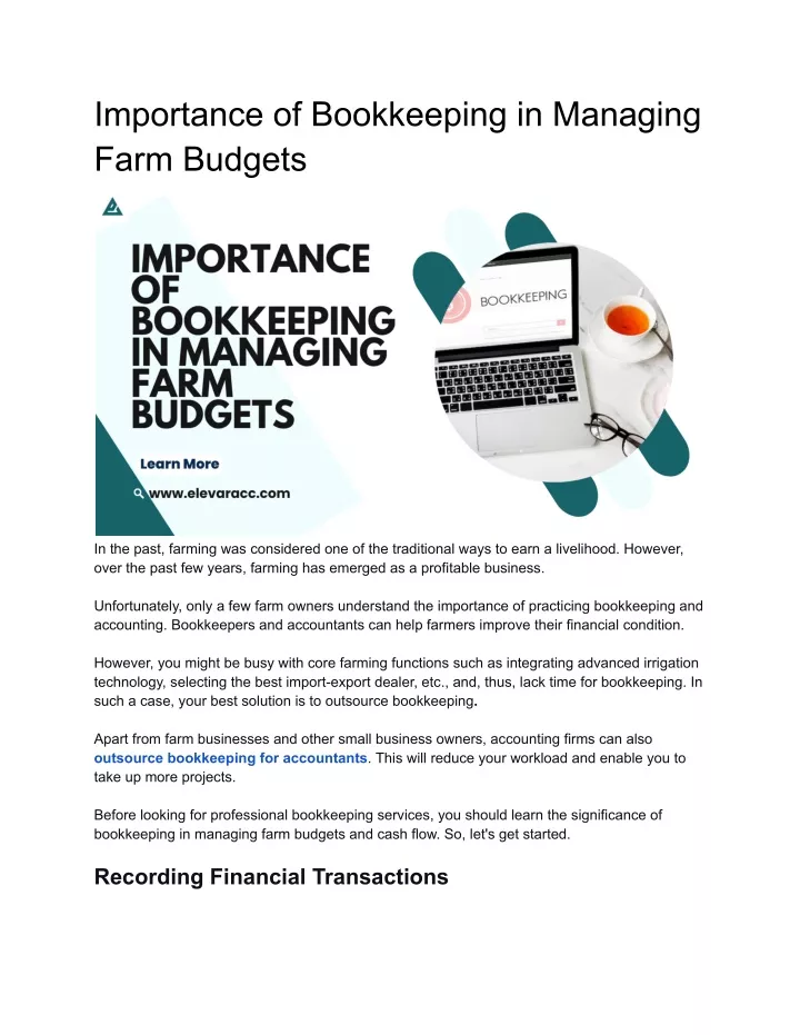 importance of bookkeeping in managing farm budgets