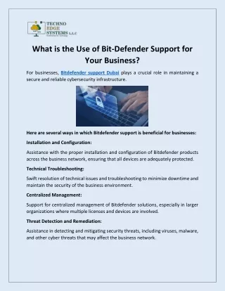 What is the Use of Bit-Defender Support for Your Business?