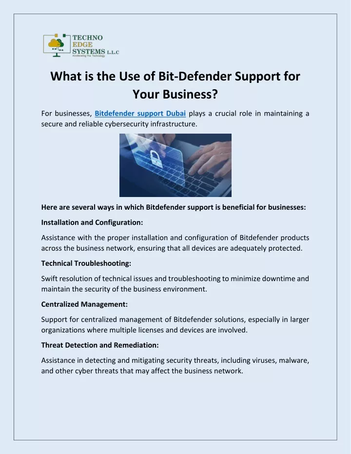 what is the use of bit defender support for your