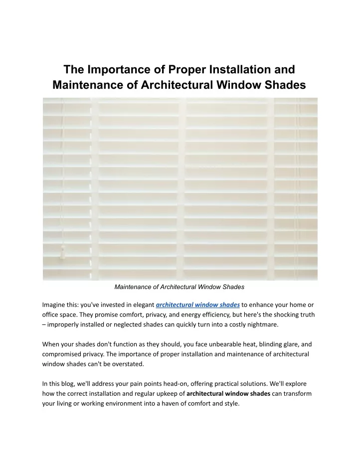 the importance of proper installation