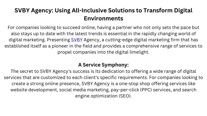 svby agency using all inclusive solutions