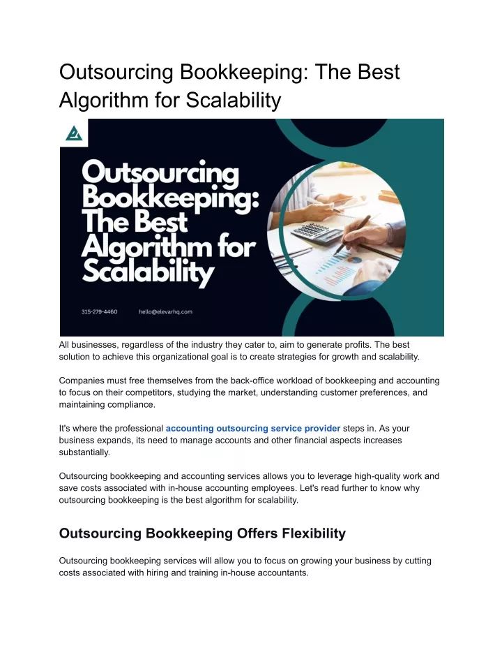 outsourcing bookkeeping the best algorithm