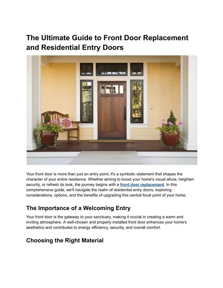 the ultimate guide to front door replacement