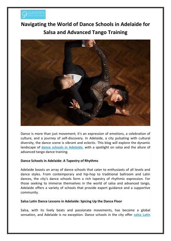 PPT - Navigating the World of Dance Schools in Adelaide for Salsa and 