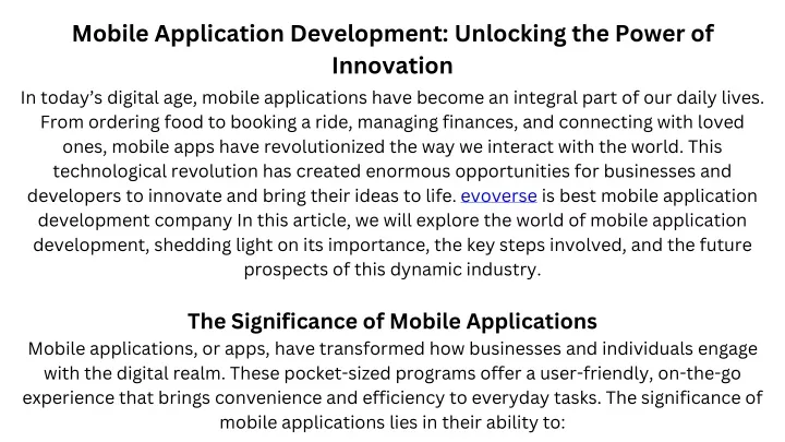 mobile application development unlocking
