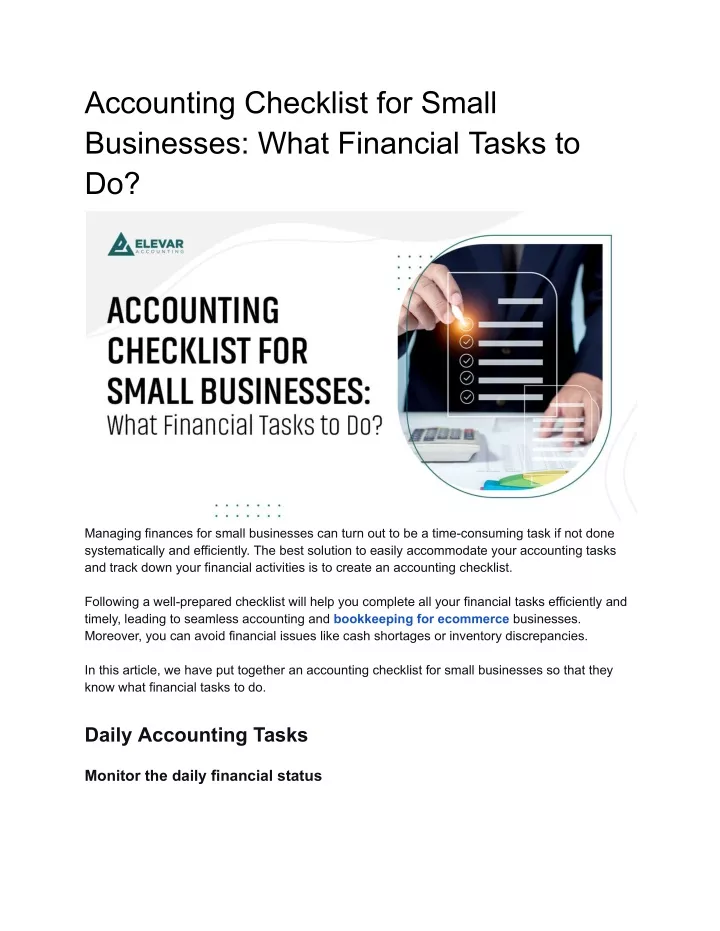accounting checklist for small businesses what