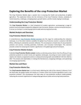 exploring the benefits of the crop protection