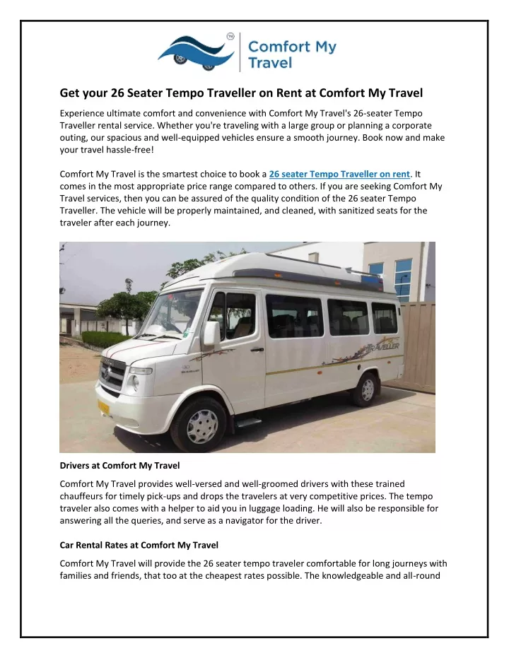 get your 26 seater tempo traveller on rent