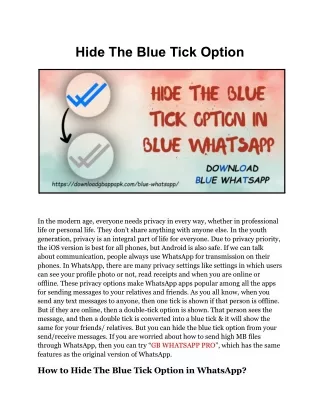 Hide The Blue Tick Option