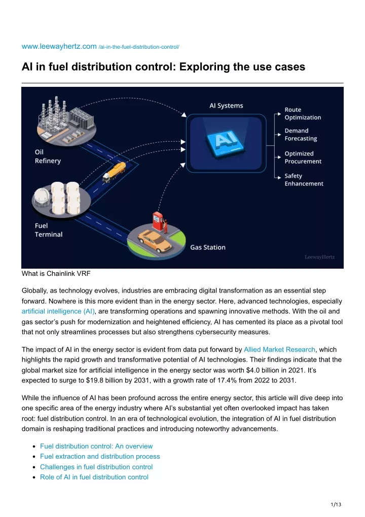 www leewayhertz com ai in the fuel distribution