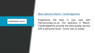 Best Opticians March, Cambridgeshire  Harrisoncoley.co.uk